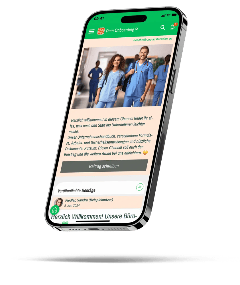 ein bildschirm mit der quiply-app, auf dem der onboarding-channel dargestellt ist ein bildschirm mit der quiply-app, auf dem der onboarding-channel dargestellt ist