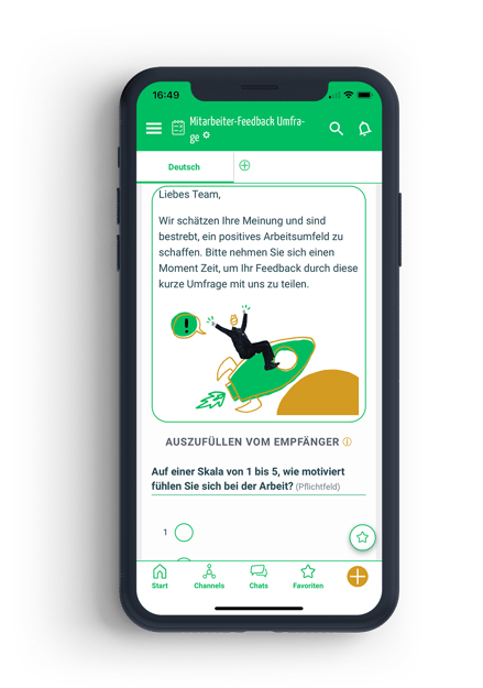 Mitarbeiter-Feedback-Umfrage auf einem Smartphone