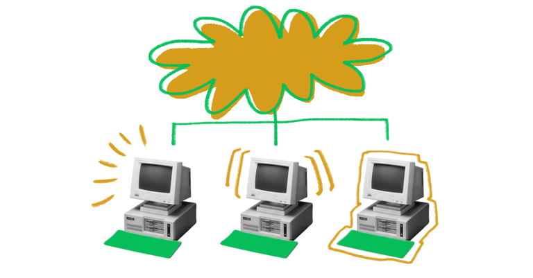 Drei Computer Verbindung Intranet
