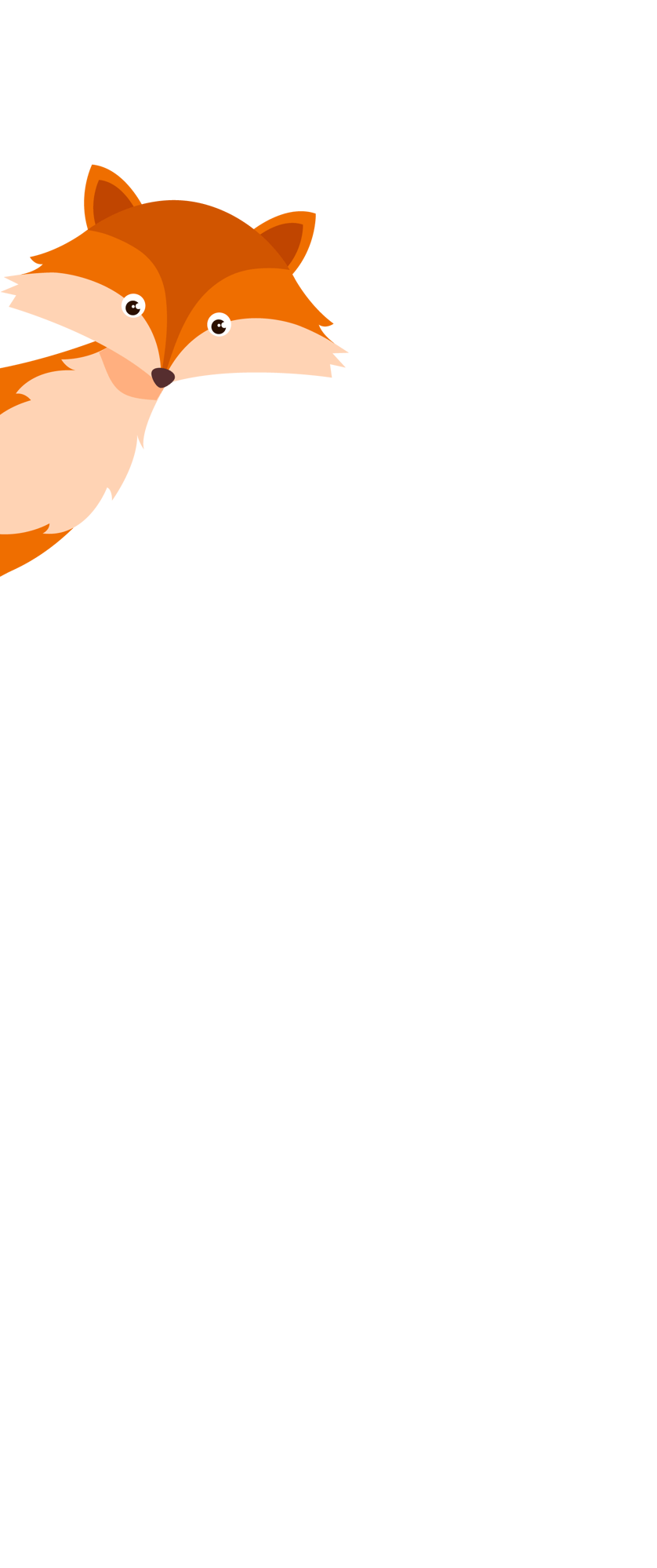 Ein gemaltes oranges Fuchsbild, bei dem ein Fuchs hervorschaut