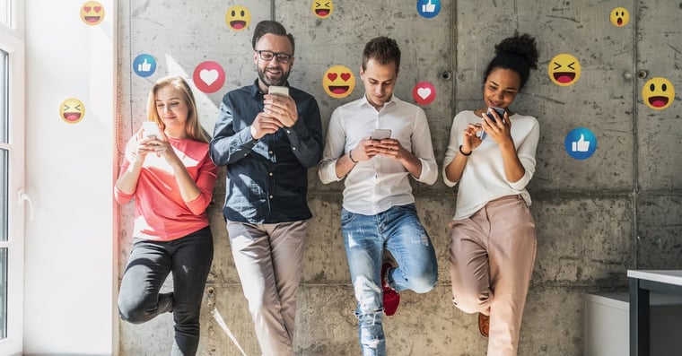 Social Intranet Team Smartphones Emojis Freude